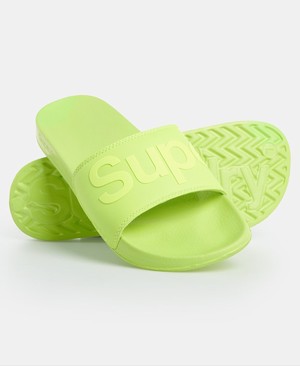 Superdry City Neon Pool Férfi Papucs Zöld | JCSYO1895